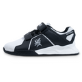 Ronin Lifters Monochrome side profile view - wide toe box heeled weightlifting shoe in black/white