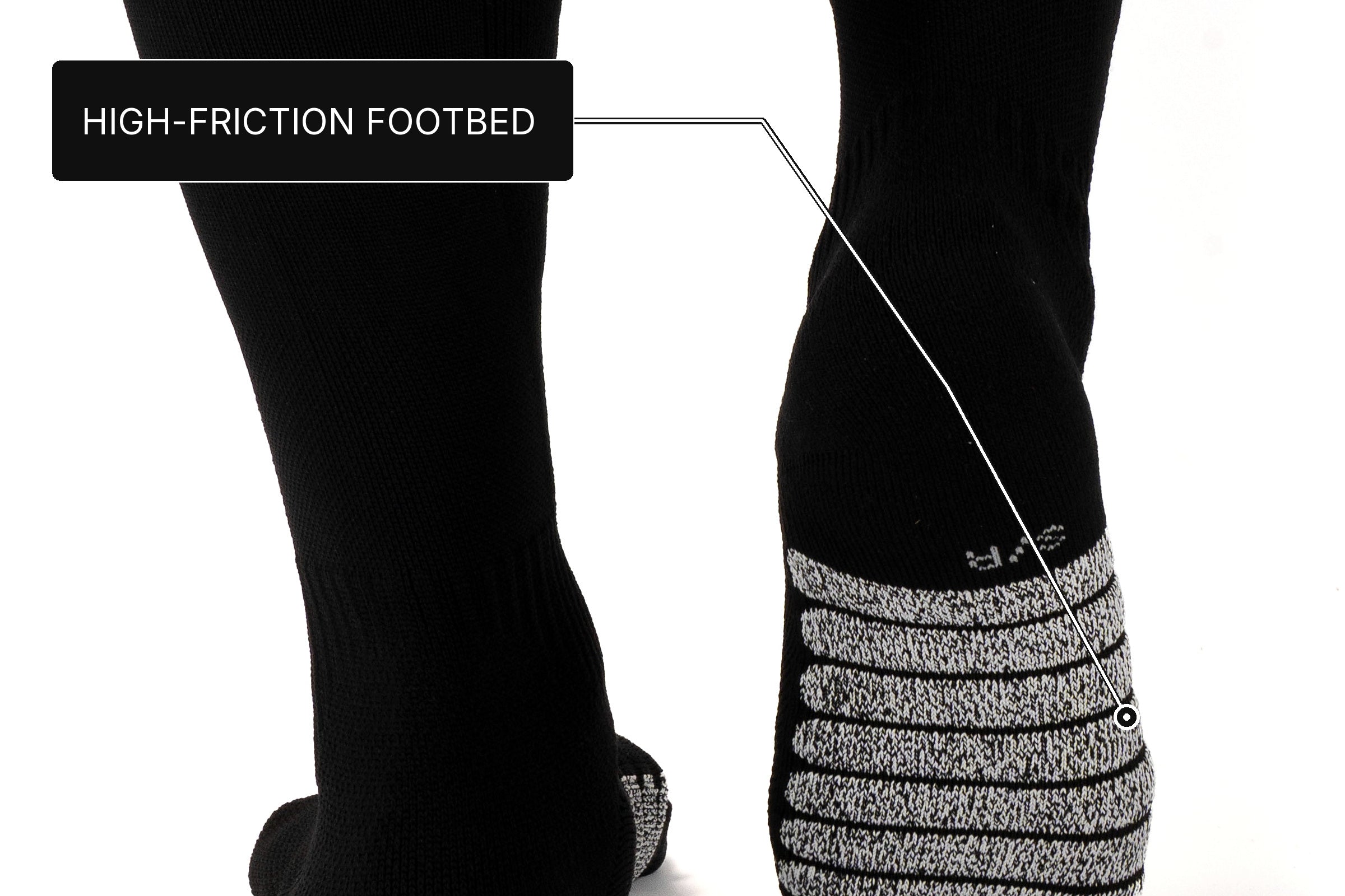 Close crop of the Performance Deadlift Sock footbed showing the high-friction thread texture.