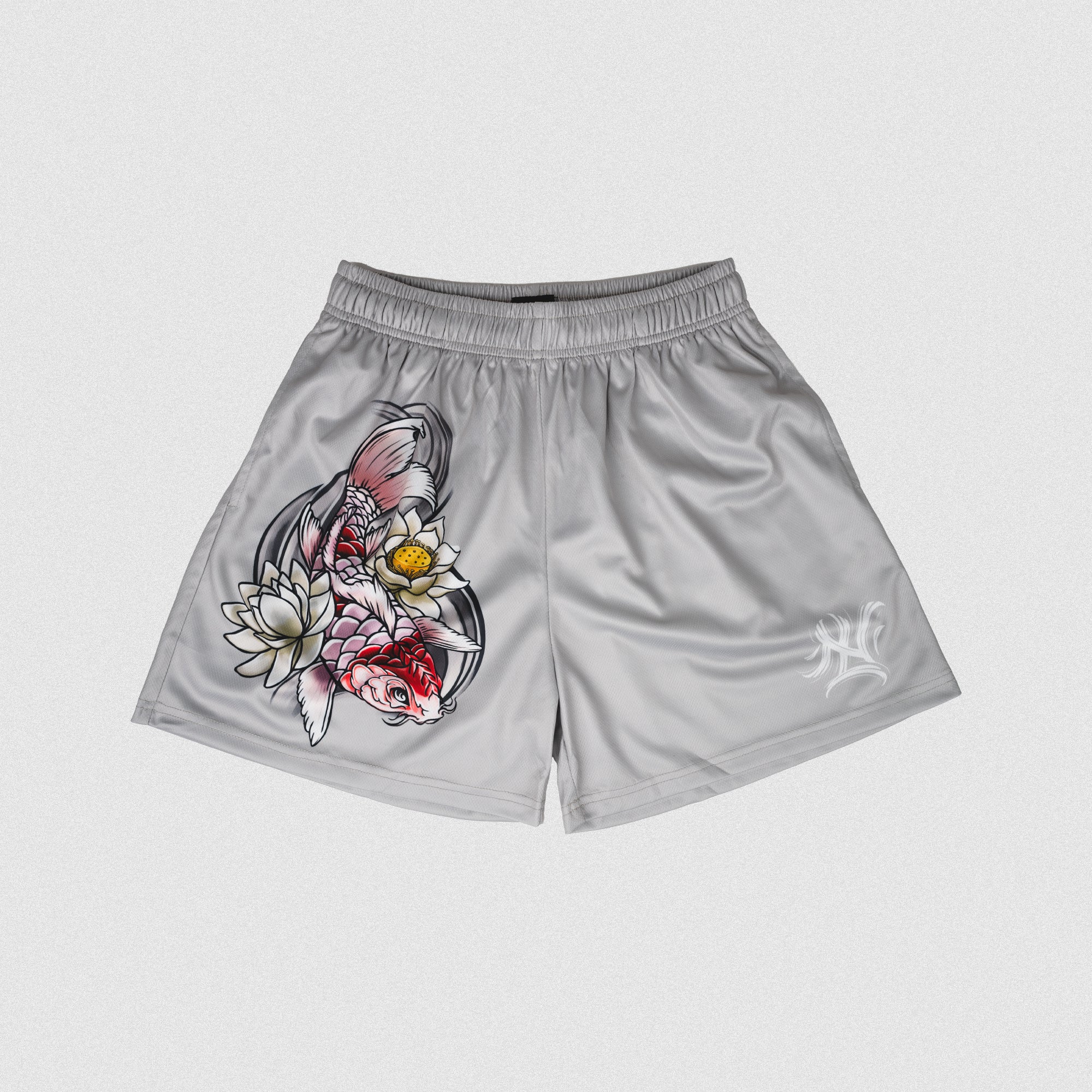 LIMITED EDITION KOI FISH MESH SHORTS GREY – Notorious Lift